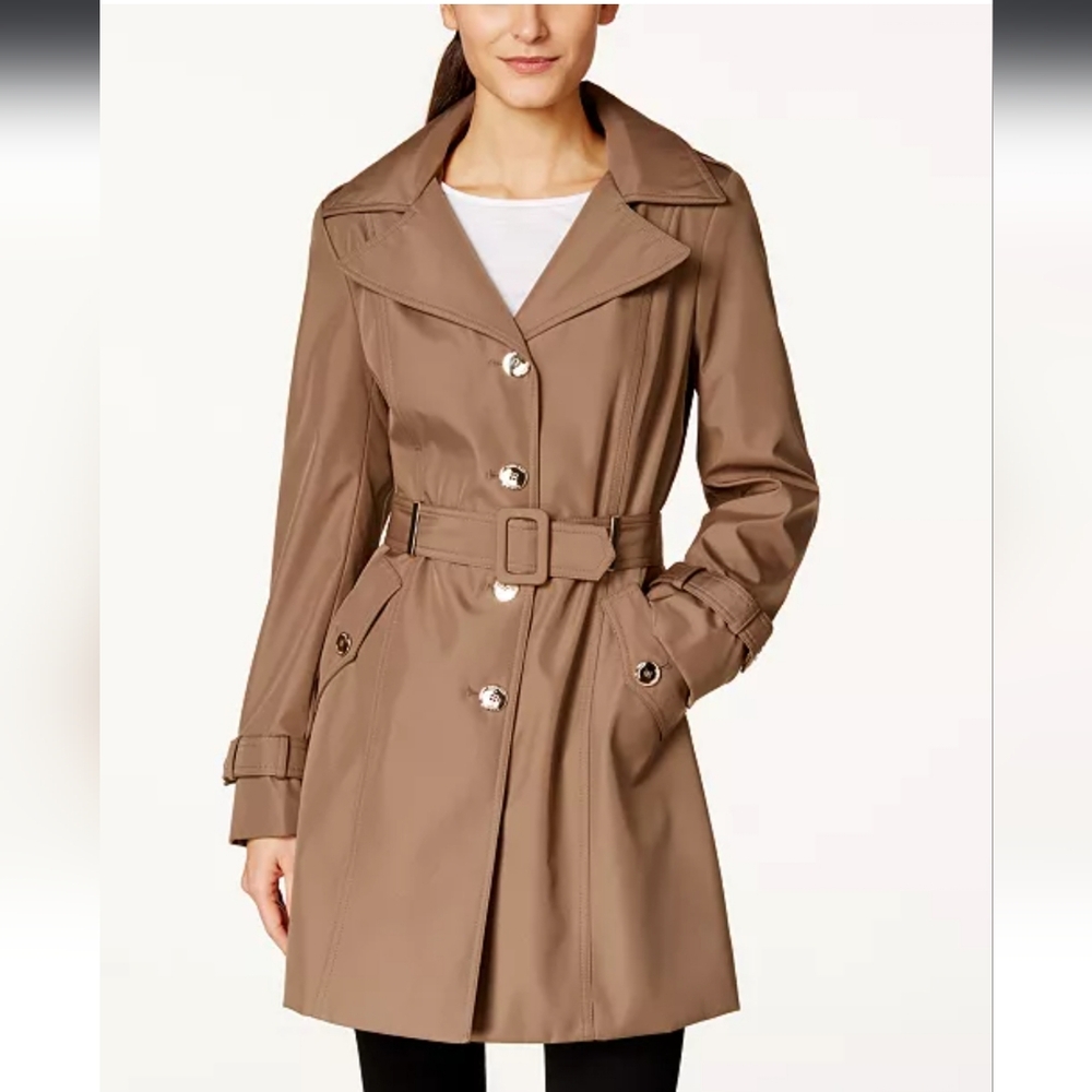 Hooded Single-Breasted Water-Resistant Trench Coat